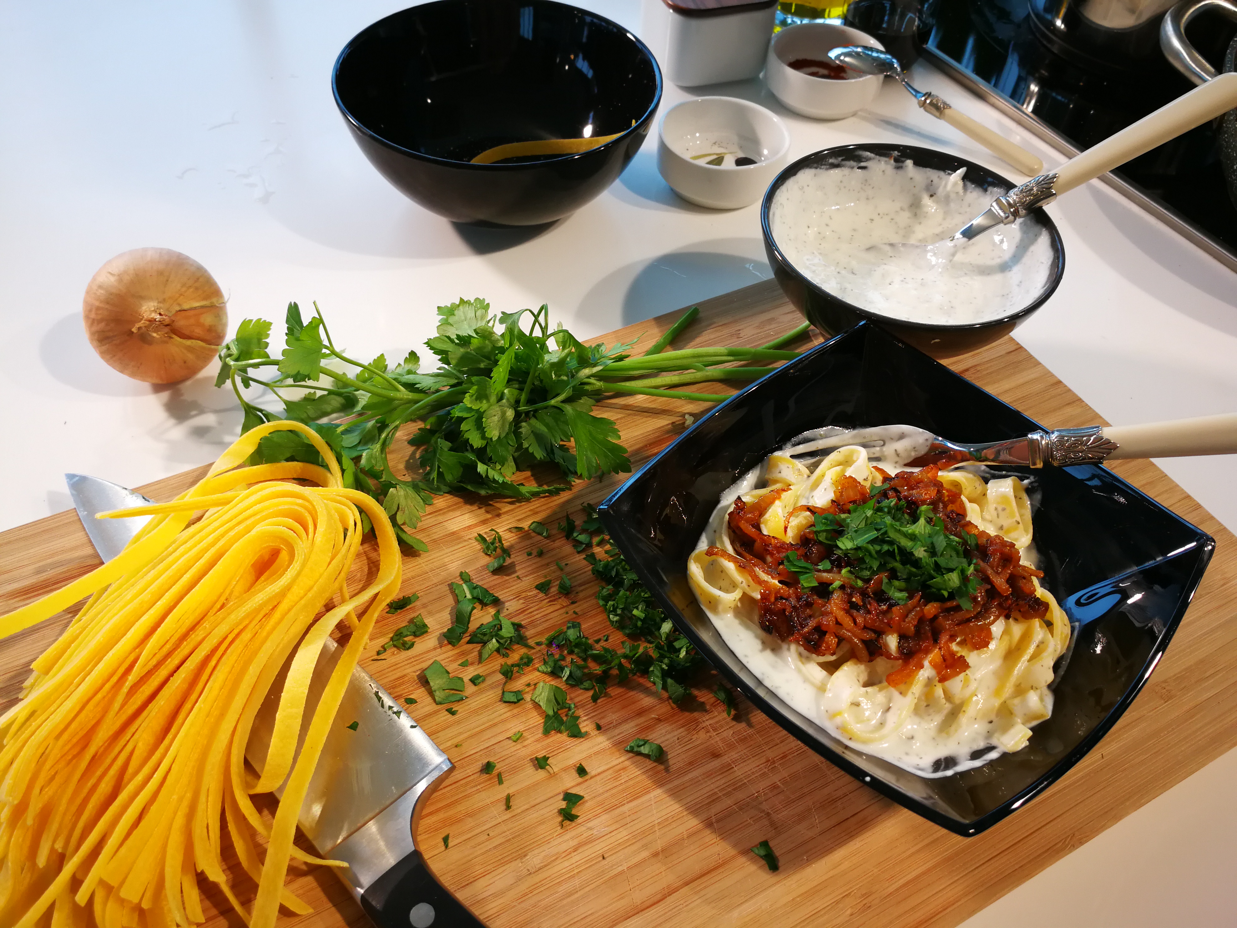 fettuccine cu iaurt