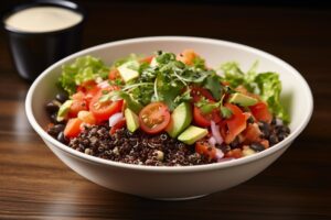 Bol de quinoa și fasole neagră