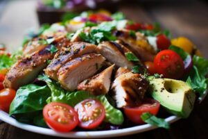 Salată de pui la grătar preparate pentru cei care lucrează de acasă