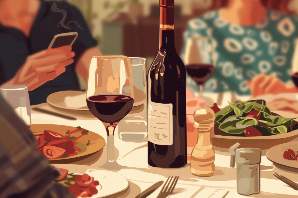 phone and wine